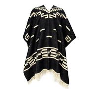 Poncho en alpaga style occidental Clint Eastwood géométrique andin fait main artisanal équatorien doux et chaud, noir, taille unique