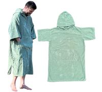 Poncho en éponge pour adultes - Serviette en éponge facile à changer pour la baignade, le surf, la baignade sauvage, la plage, vert, L-XL