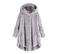 Poncho en peluche pour femme avec boutons, manteau en fausse laine avec capuche en fourrure, manteau d'hiver, veste de grandes tailles, plus épais, chaud, vêtement extérieur respirant, cape