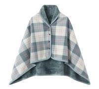 Poncho en polaire portable pour femme - Couverture à carreaux pour genoux - Châles wraps multifonctions en polaire Sherpa - Cape d'hiver chaude et douce épaisse avec bouton - Poncho confortable