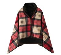 Poncho en polaire portable pour femmes, couverture à carreaux, châle en sherpa en polaire multifonctions, écharpe d'hiver chaude et douce, cape épaisse avec bouton, confortable, poncho en peluche