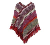 Poncho en tricot pour femme - Style hippie - Doux - Frange au crochet - Cape asymétrique - Cardigan tricoté pour femme - Cape bohème à franges - Châles tricotés pour femme - Style rétro ethnique,