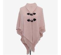 Poncho Femmes - FUNMOON - Double Épaisseur - Chaud - Frange - Col Revers S