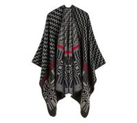 Poncho Femmes - FUNMOON - Modèle Géométrique - Simili Laine - 130x150cm - Automne Hiver XL