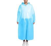 Poncho imperméable à capuche bleu avec drapé pleine longueur | Construction en polyéthylène, manches amples, design à capuche pour vêtements de pluie