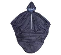 Poncho Imperméable Réfléchissant, Capuche, Dos Ouvert, Long | Polyester Taffetas et Pvc, Poignets Élastiques, Bande Arrière, Paquet de Transport, Bleu Marine