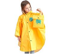 Poncho imperméable surdimensionné à manches longues avec capuche pour garçons et filles - Housse de pluie camouflage - Manteau de pluie léger pour enfants (jaune, 7 à 9 ans)