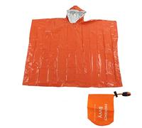 Poncho isolé imperméable d'urgence, couverture d'urgence légère et réutilisable, orange, avec sac de rangement pour sifflet