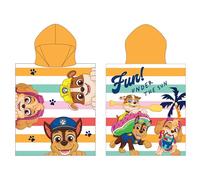 Character World Poncho Officiel Paw Patrol à Capuche | Super Doux au Toucher, Motif ensoleillé avec Chase, Rubble et Skye | Peignoir de Bain Parfait pour la Maison, Le Bain et la Plage, 55 x 50 cm