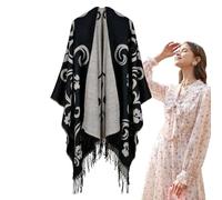 Poncho ouvert sur le devant, châles décontractés pour femmes, grandes écharpes d'hiver longues et chaudes - Châles cardigan avec écharpe décontractée pour femme oversize pour travailler, se réunir