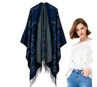 Poncho ouvert sur le devant, châles décontractés pour femmes, grandes écharpes d'hiver longues et chaudes - Châles cardigan avec écharpe décontractée pour femme oversize pour travailler, se réunir