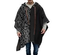 Poncho patchwork décontracté épais thermique cape occidentale cowboy cape en laine poncho d'hiver hippie veste alpaga sweatshirt homme sans capuche serviette poncho adulte, O Noir., M