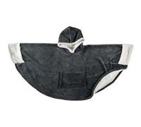 Poncho Plaid à Capuche Ultra Doux Gris Anthracite Intérieur Sherpa - POCAS -