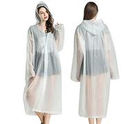 Poncho Pluie 2 Pièces EVA Imperméable Transparent pour Hommes et Femmes Manteaux de Pluie Réutilisables Portables avec Capuche et Manches pour le Camping, Escalade, Cyclisme, Activités de Plein Air