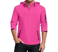Poncho Pluie Imperméable Capuche Sport Mi Saison Coupe Vent Golf Contraste De Colores Velo Blouson Homme Hiver Chaude Patchwork Softshell Cycliste Noël 2#Rose Vif M