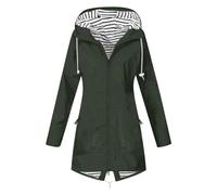 Poncho Pluie Imperméable Femme Vêtement Randonnée Vetement Court Manteaux Ciré Petit Bateau Matelassée Doublé Velo Marin Imperméable Long Demi Saison Veste Femme Chic Hiver Vert Armée M