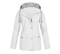 Poncho Pluie Imperméable Velo Court Raincoat Ciré Marin Vetement Lestée d'hiver Coupe Haut Chaude Survêtements Veste Velo Femme Randonnée Ciré Femme Imperméable Blanc S