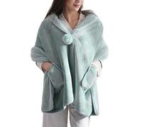Poncho Polaire Portable pour Femme Couverture Douce en Polaire avec Boutons Veste De Lit et Poches Plaid Moelleux Écharpe Cape avec Boutons pour Lit Canapé Bureau