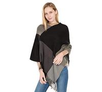 Poncho pour femme avec pompons en tricot châle écharpe à franges pull pull cape pour femme Ponchos chauds en tricot avec pompons Pull en tricot pour femme Poncho tricoté châle à franges, b, Taille