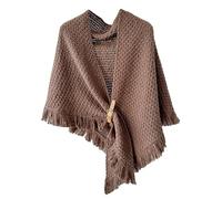 Poncho pull femme 2025 hiver automne grande taille devant wrap topper tricoté élégant châles cape, marron, Taille unique