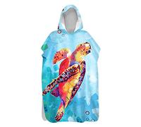 Poncho Serviette de Plage pour Ado Garçon Fille,Microfibre Serviette de Bain à Capuche Sport Serviette été Peignoir de Bain,Motif Lion Tigre Licorne Dauphin 3D (Bleu, Kid 60x80cm)