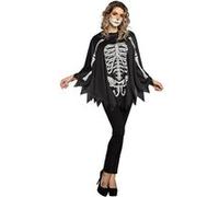 Boland Poncho squelette femme – taille unique – noir/blanc