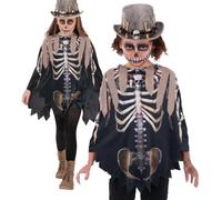 Poncho Unisexe Pour Enfants Voodoo Sorcier Costume De Fête Pour Hommes Squelette