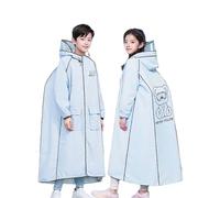Ponchos de Pluie épais boutonnés de Couleur Unie pour garçons et Filles, Printemps, été et Automne Imperméable Hiver Manches Longues (Light Blue, 14-16 Years)