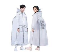 Ponchos de Pluie épais boutonnés de Couleur Unie pour garçons et Filles, Printemps, été et Automne Imperméable Hiver Manches Longues (White, 12-14 Years)