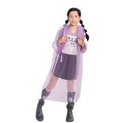 Ponchos de Pluie épais boutonnés de Couleur Unie pour garçons et Filles, Printemps, été et Automne Manteaux Imperméables Fille Manches Longues (Light Purple, 4-12 Years)