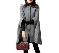 Ponchos d'hiver Poncho d'hiver élégant for femme, manteau en laine à carreaux, veste d'automne tendance, col rond, manches(XX-Large)