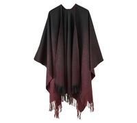 Ponchos Et Capes Femme Polaires D'hiver Echarpe Tube Classique Manteau Fourrure Hiver Chale Chaud Poncho Laine Cape Imprimé Veste Plaid Polaire Châles Impermeable À Franges