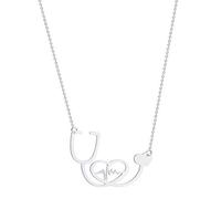 PONCTUEL ESCARGOT Collier stéthoscope tendance avec pendentif en forme de battement de cœur - Bijou délicat - Cadeau pour médecin, infirmière, infirmière, Zinc, Pas de gemme