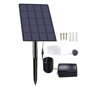 Pond Aerator Solar - 2W Low Noise IP64, Waterproof Powered Bubbler, Oxygen Pump Air Stone Tube Connector | for Aquarium Fish Tank Hydroponics Outdoor Seafood Storage Garden Backyard Pool