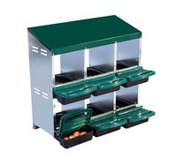 Pondeuse 6 Cases Galvanisée, avec Rampe Collecte Œufs, Nid de Ponte pour Poules, Installation Facile et Bac Amovible, Vert