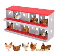 Pondeuses 10 Cases avec Plateau Collecteur et Grille de Ventilation. Nid Abrollnest pour Montage Mural. 136x43x67cm, Facile à Nettoyer, Rouge