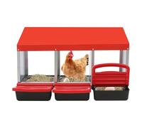 Pondoir à 3 compartiments pour poules - Montage mural - Avec protection de collecte des œufs - 81 x 52 x 48 cm - Rouge