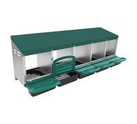 Pondoir à 5 compartiments - Nid de poules avec fond incliné et trous d'aération - Nid à roulettes en plastique pour montage mural/autoportant (vert)