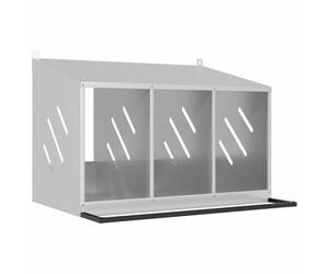 Pondoir à Poules Mural, Pondoir Nid pour Poules Pondeuses avec 3 Compartiments métal argenté galvanisé