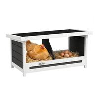 PawHut Pondoir nichoir pour Poules 3 emplacements avec Toit Asphalte, Structure en Bois, Utilisation intérieure extérieure, 66 x 37 x 34 cm, Gris Noir
