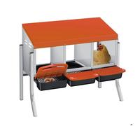 PONDOIR-Pondeuse pour poules,Boîte à Pondoir 3 Compartiments avec Pieds,Acier Galvanisé,Ramassage Œuf Ventilé,Toit Étanche,orange