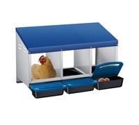 PONDOIR-Pondeuse pour poules,Boîte à Pondoir 3 Compartiments Galvanisé,Toit Étanche, Ramassage Œufs Ventilé,Poulailler Jardin,Bleu