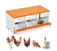 Pondoir Poules Pondeuses 3 Compartiments, Poulailler Durable, Œufs Protégés et Nettoyage Facile, Double Couche, Orange