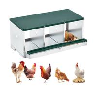 Pondoir Poules Pondeuses 3 Compartiments, Poulailler Durable, Œufs Protégés et Nettoyage Facile, Double Couche, Vert