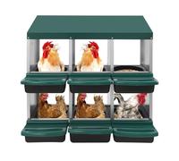 Pondoir pour poules 6 compartiments, 81 x 52 x 79 cm, en acier galvanisé, protection anti-œufs roulante avec bac de récupération, ventilation pour écurie, montage mural ou pose libre, vert