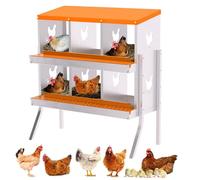 Pondoir pour poules, 6 compartiments, avec fond incliné et trous d'aération, nid à roulettes avec pieds, crée une zone de collecte sûre et un nettoyage facile, chambre de repos pour canard 82 x 43 x