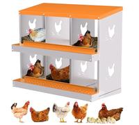 Pondoir pour poules, 6 compartiments, avec fond incliné et trous d'aération, nid à roulettes pour montage mural, crée une zone de collecte sûre et un nettoyage facile, chambre pour canard 82 x 43 x 68