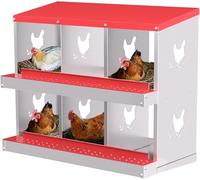 Pondoir pour Poules - 6 Compartiments - en Acier Galvanisé - avec Compartiment à œufs - Nid de Poules Résistant à la Corrosion et Facile à Nettoyer - 84 x 43 x 68 cm - Rouge