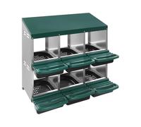 Pondoir pour poules - 6 compartiments - Nid de poulet avec nid de déroulement pour suspendre - Facile à nettoyer - Pour différentes races de poules - 81 x 52 x 79 cm - Vert