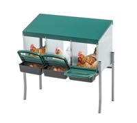 Pondoir pour Poules à 3 Compartiments avec Pieds, Couvercle Extérieur pour Poulailler, Acier Galvanisé, Durable, Couleur: Vert